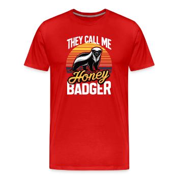 Lustiger Honigdachs Sie nennen mich Honigdachs und sagen - Männer Premium Bio T-Shirt - Rot - Vorne - Damien (186cm)