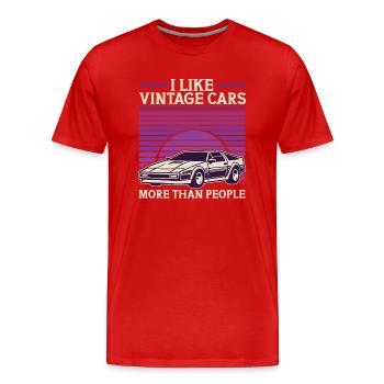 Ich mag Oldtimer mehr als Menschen Lustiger Oldtimer - Männer Premium Bio T-Shirt - Rot - Vorne - Damien (186cm)