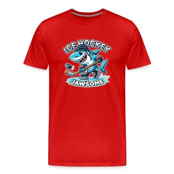 Eishockey ist Jawsome Funny Shark Lover Sport Wortspiel - Männer Premium Bio T-Shirt - Rot - Vorne - Damien (186cm)