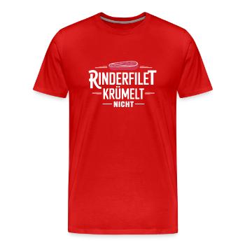Rinderfilet krümelt nicht Spruch Grillen Carnivor - Männer Premium Bio T-Shirt - Rot - Vorne - Damien (186cm)