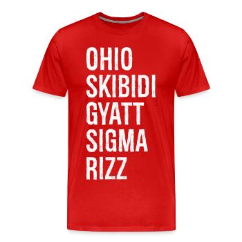Ohio Skibidi Gyatt Sigma Rizz - T-shirt bio Premium Homme - rouge - Devant - Damien (186cm)
