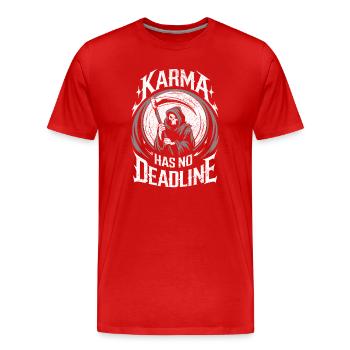Karma hat keine Frist Schicksal Schicksal Balance - Männer Premium Bio T-Shirt - Rot - Vorne - Damien (186cm)