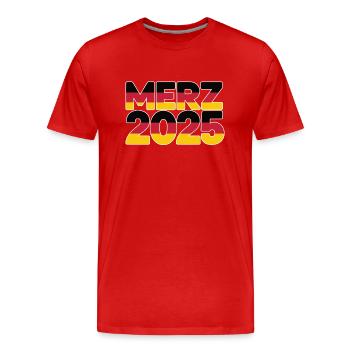 Merz Chancelier 2025 Chancelier fédéral Élection au Bundestag - T-shirt bio Premium Homme - rouge - Devant - Damien (186cm)