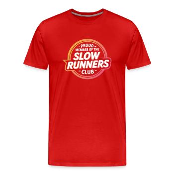 Stolzes Mitglied des Slow Runners Club - Männer Premium Bio T-Shirt - Rot - Vorne - Damien (186cm)