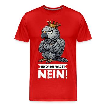 Avant que vous ne demandiez : pas de perroquet gris d’Afrique, perroquet, perroquet, perroquet, perroquet - T-shirt bio Premium Homme - rouge - Devant - Damien (186cm)