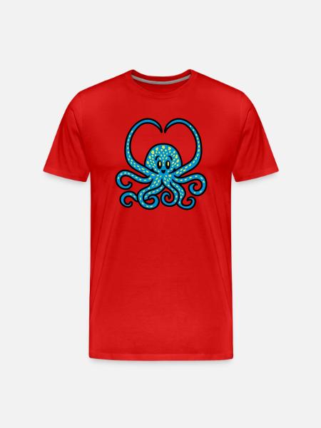 Squid Heart 3 - Men's Premium Organic T-Shirt - red