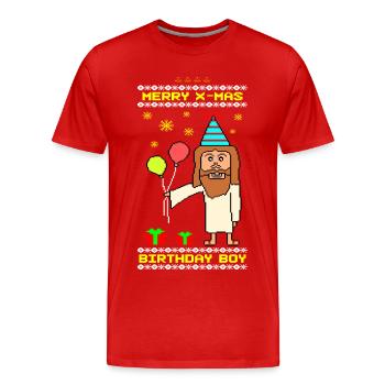 Jesus Birthday Boy Ugly Xmas - Men's Premium Organic T-Shirt - red - Front - Damien (186cm)
