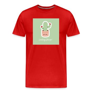 Looking Sharp! - Men's Premium Organic T-Shirt - red - Front - Damien (186cm)