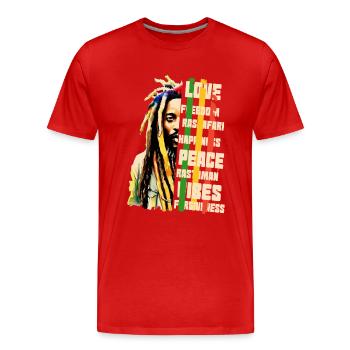 Rastaman jah rastafari - T-shirt bio Premium Homme - rouge - Devant - Damien (186cm)