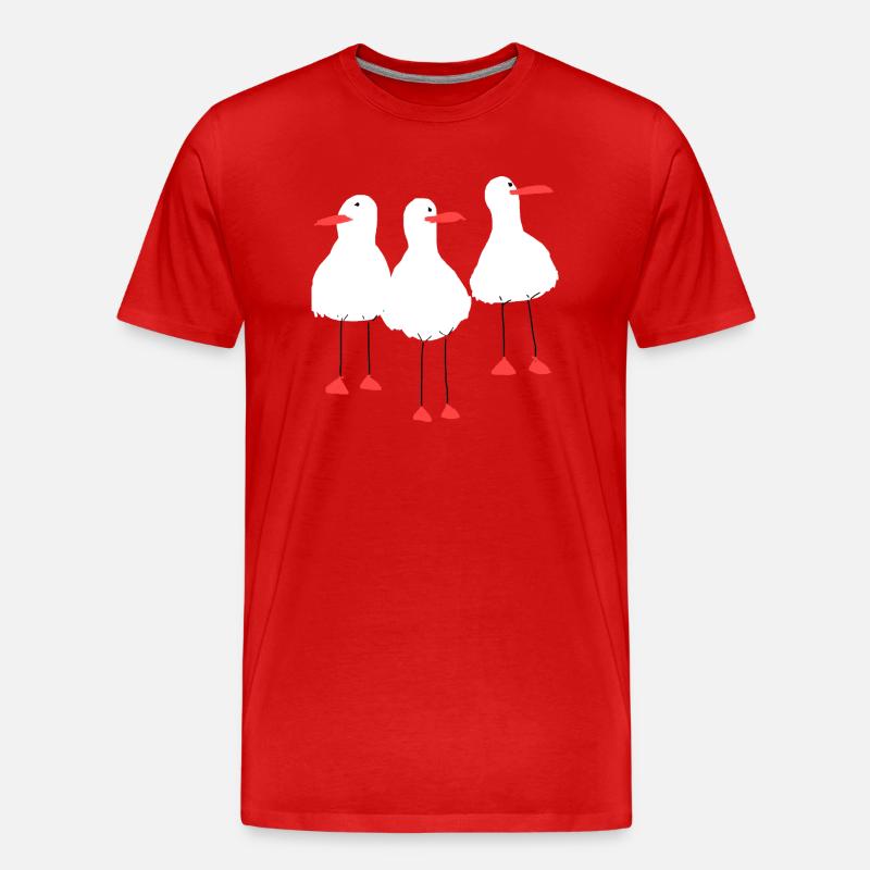 Möwen - Männer Premium Bio T-Shirt - Rot