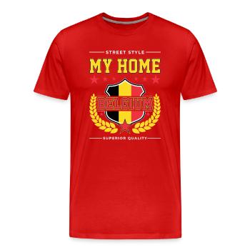 Ma Belgique d’origine - T-shirt bio Premium Homme - rouge - Devant - Damien (186cm)