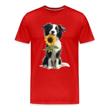 Border Collie - Männer Premium Bio T-Shirt - Rot - Vorne - Damien (186cm)