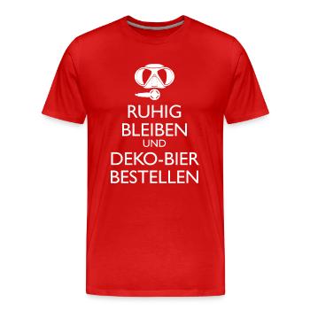 Ruhig bleiben und Deko-Bier bestellen Umhängetasc - Männer Premium Bio T-Shirt - Rot - Vorne - Damien (186cm)