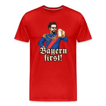 Bavaria first II - King Ludwig drunk - RAHMENLOS - Männer Premium Bio T-Shirt - Rot - Vorne - Damien (186cm)