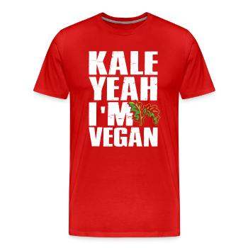 Kale Yeah I am Vegan - Men's Premium Organic T-Shirt - red - Front - Damien (186cm)