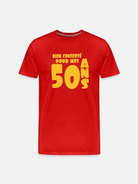 bien_conserve_pour_mes_50_ans - T-shirt bio Premium Homme - rouge
