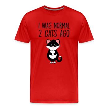 I Was Normal 2 Cats Ago - T-shirt bio Premium Homme - rouge - Devant - Damien (186cm)