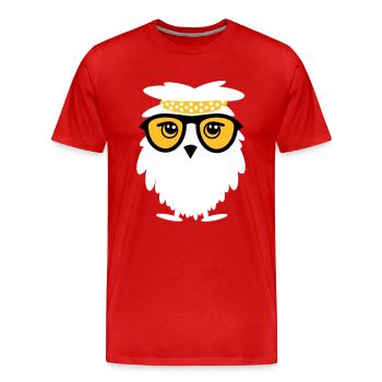 wise owl - Men's Premium Organic T-Shirt - red - Front - Damien (186cm)