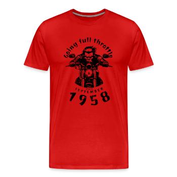 66. Geburtstag Going full throttle since 09/1958 - Männer Premium Bio T-Shirt - Rot - Vorne - Damien (186cm)