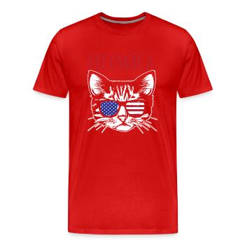 Meowica - T-shirt bio Premium Homme - rouge - Devant - Damien (186cm)