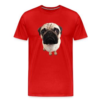 Pug views - Men's Premium Organic T-Shirt - red - Front - Damien (186cm)