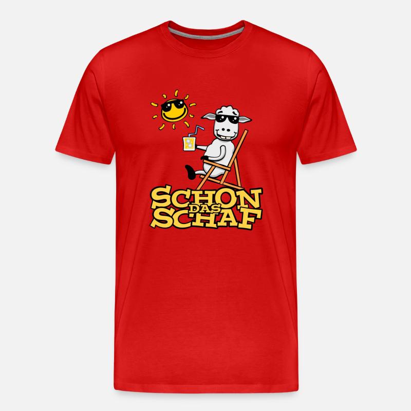 Lustiges Schaf (mit Text) - Männer Premium Bio T-Shirt - Rot