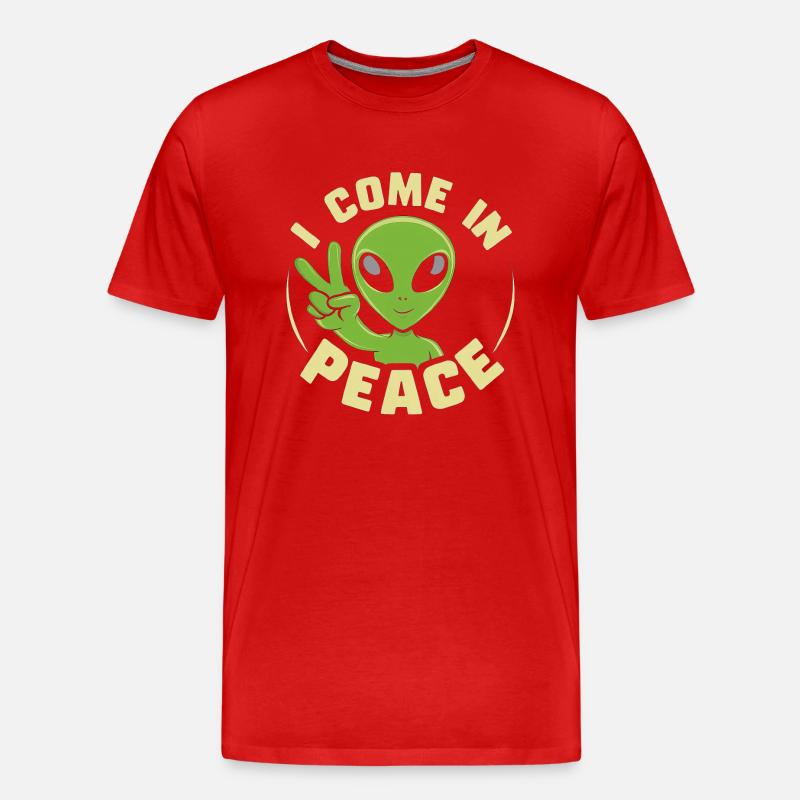 I Come In Peace - Männer Premium Bio T-Shirt - Rot