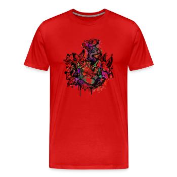 Heart (Flowers & Stars - Colour Splash) 03 - Men's Premium Organic T-Shirt - red - Front - Damien (186cm)