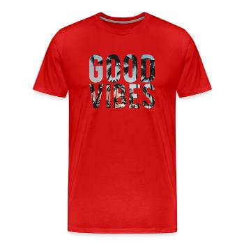 Good vibes - T-shirt bio Premium Homme - rouge - Devant - Damien (186cm)