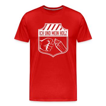 Ich und mein Holz - Männer Premium Bio T-Shirt - Rot - Vorne - Damien (186cm)