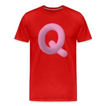 Flauschiger Buchstabe Q - Männer Premium Bio T-Shirt - Rot - Vorne - Damien (186cm)