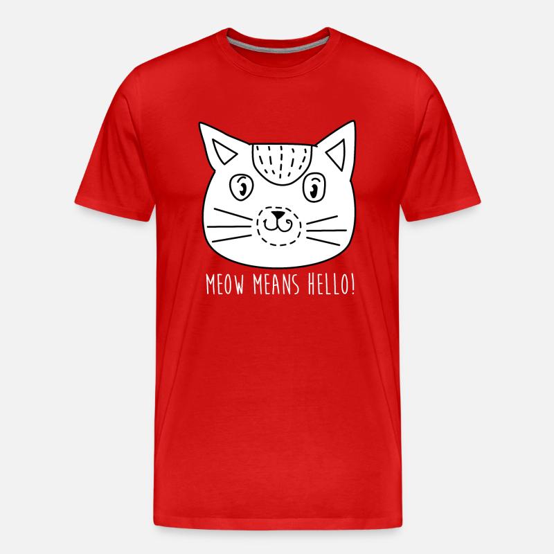 Comic Katze Gesicht mit Spruch - Männer Premium Bio T-Shirt - Rot