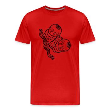2 augen ausgerissen sehen zombie tot gestorben bio - Männer Premium Bio T-Shirt - Rot - Vorne - Damien (186cm)