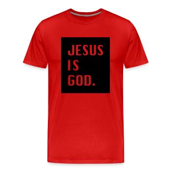 Jesus is God. - Men's Premium Organic T-Shirt - red - Front - Damien (186cm)