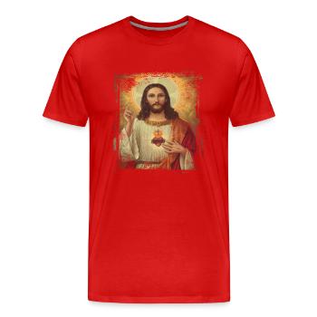 Sauveur - T-shirt bio Premium Homme - rouge - Devant - Damien (186cm)
