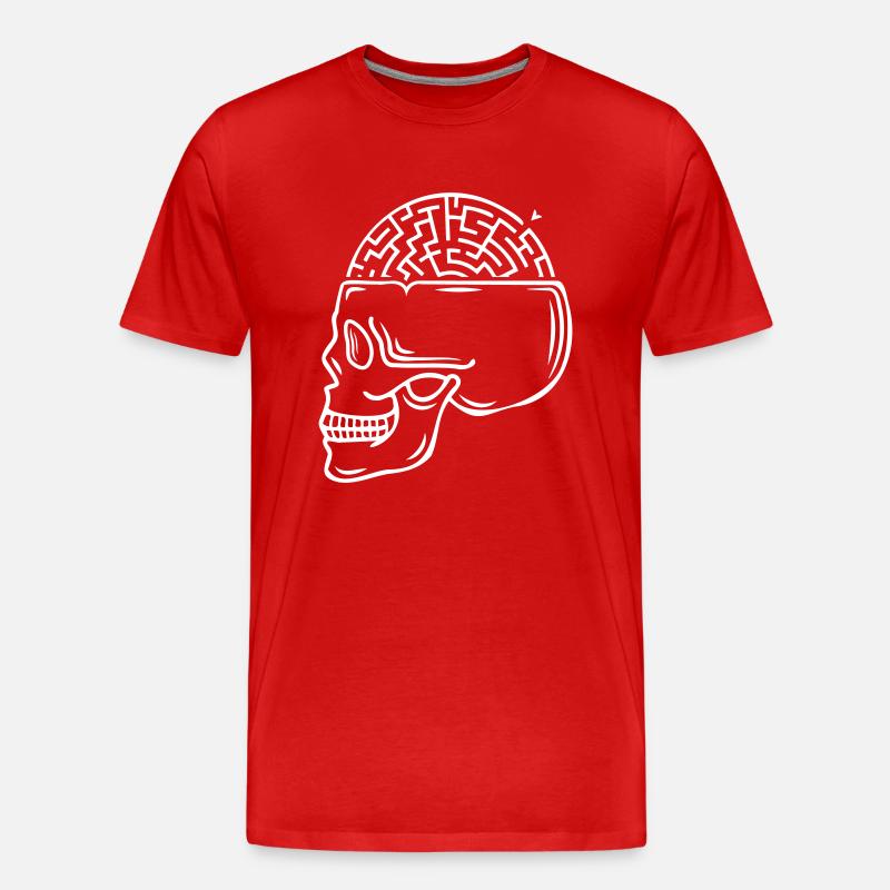 Skull Maze-Brain - Männer Premium Bio T-Shirt - Rot