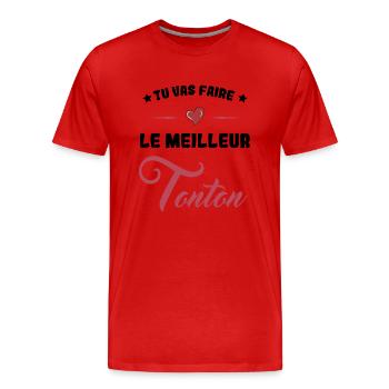 Annonce Grossesse - Meilleure Tonton - T-shirt bio Premium Homme - rouge - Devant - Damien (186cm)