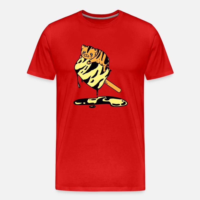 Orange Eiscreme Katze Tiger - Männer Premium Bio T-Shirt - Rot