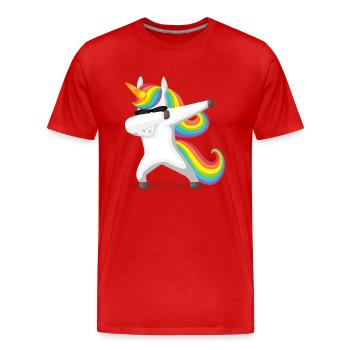 Dubbing Unicorn - Men's Premium Organic T-Shirt - red - Front - Damien (186cm)