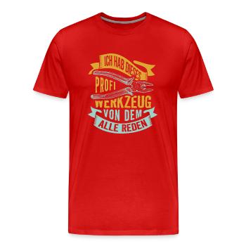 Lustiges Handwerker Elektriker Werkzeug Geschenk - Männer Premium Bio T-Shirt - Rot - Vorne - Damien (186cm)
