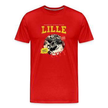 Lille France City Skyline Vintage Rétro - T-shirt bio Premium Homme - rouge - Devant - Damien (186cm)