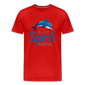 Dolphin is my spiritual animal - Men's Premium Organic T-Shirt - red - Front - Damien (186cm)