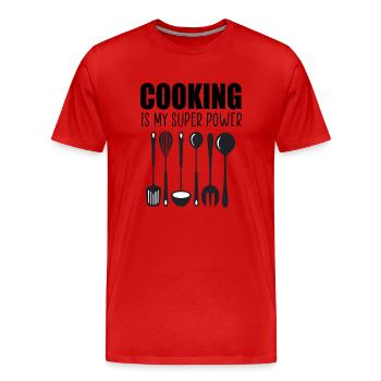 Cuisiner est ma citation drôle de super pouvoir - T-shirt bio Premium Homme - rouge - Devant - Damien (186cm)
