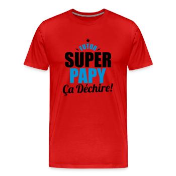 futur super papy ça dechire - T-shirt bio Premium Homme - rouge - Devant - Damien (186cm)