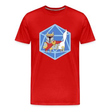 Paladin Miau - Männer Premium Bio T-Shirt - Rot - Vorne - Damien (186cm)