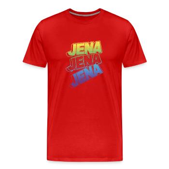 Jena Allemagne City Font Skyline Accueil - T-shirt bio Premium Homme - rouge - Devant - Damien (186cm)