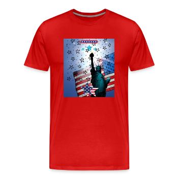 Statue of Liberty, USA - Men's Premium Organic T-Shirt - red - Front - Damien (186cm)