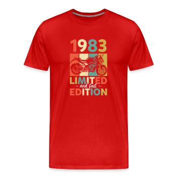 1983 - Edition limitée et rapide - T-shirt bio Premium Homme - rouge - Devant - Damien (186cm)
