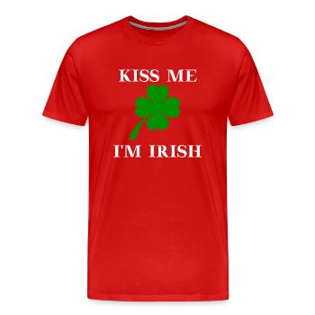 Kiss me, I'm Irish Kleeblatt Geschenkidee Irland - Männer Premium Bio T-Shirt - Rot - Vorne - Damien (186cm)