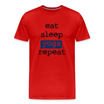 Manger du sommeil Yoga répéter - Manger Sommeil Répéter - T-shirt bio Premium Homme - rouge - Devant - Damien (186cm)
